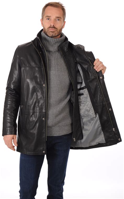 veste longue homme cuir|Vestes en Cuir pour Homme